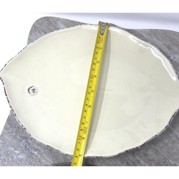 Beige Fish Shaped Ceramic Platter Serving 13.5” x 9” MER du SUD Brand - Picture 8 of 8